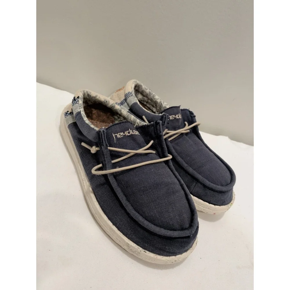 Hey Dude Wally Natural Navy  Casual Loafer Navy, Youth Sz Y4 L5